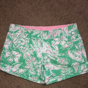 Lilly Pulitzer green & pink floral shorts, size 2